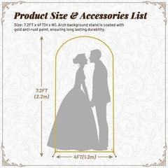 for Party Garden Floral Decoration Metal Arch Backdrop Stand 7.2Ft Stable Frame