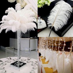 12 pcs 24-26″ long White Genuine Ostrich FEATHERS Wedding Party Centerpieces