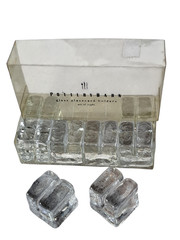Pottery Barn Placecard Holders Clear Glass Cubes Wedding Shower Display Set 8