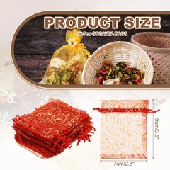 50Pcs Organza Bags 2.8×3.5 Inch Candy Bags Mesh Bag Jewelry Bag Red