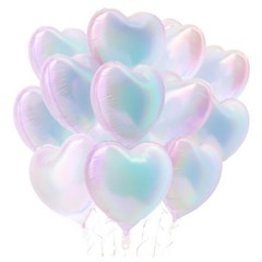 Heart Balloons, 12Pcs 18 Inch Heart Shaped Foil Balloons for Iridescent
