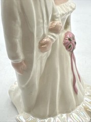 Vtg 1950’s Wedding Cake Topper 7” Bride & Groom Ceramic Iridescent Dress Pink