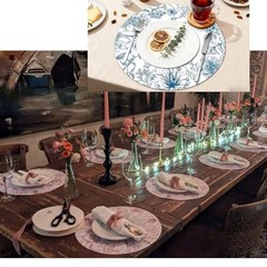 50 Pc Disposable placemats for Party Floral Placemats Vintage Sage Green Blue