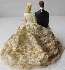 Vintage 1950s Wedding Cake Topper Bride Groom