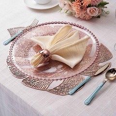 6 Metallic 18-Inch Monstera Tropical Leaf Design Vinyl PLACEMATS Decorations