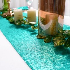 Sequin Table Runner 12×108 2pcs Glitter Runner Wedding 12×108″ x2pcs Teal