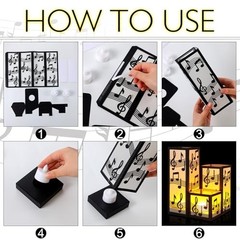 24 Music Note Party Table Centerpieces Paper Lantern Boxes 3 Sizes LED Tealights