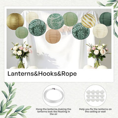 Sage Green Back to School Hanging Paper Lanterns Decorative, 12PCS Sage Green an