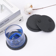 20 Pack 4 Inch Round Slate Coasters, Black Stone 20 Pack 4 Inch Circular