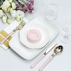 Metallic Gold Knives with Blush Handle Wedding Dinner Party Disposable Tableware