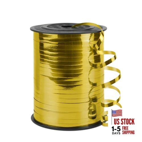 Gold Curling Ribbon, 1/5″ Wide x 500 Yards Christmas Curling Glossy Gold