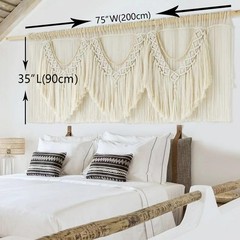 IOWER Macrame Wall Decor 75″ W x 35″ L Extra Large 75″L x 35″W, Beige