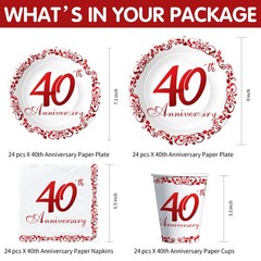 APOWBLS 40th Anniversary Decorations Tableware – Ruby Wedding