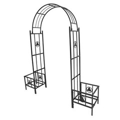 7.5FT Steel Garden Arch Trellis W/Planters For Climbing Plant Outdoor Wedding