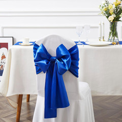 10 Pcs Royal Blue Satin Chair Sashes Bows Universal Chair Cover for Wedding Rece