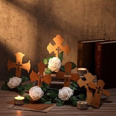 16 Sets Wooden Crosses for Crafts Baptism Centerpieces for Tables Standing Wo…