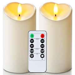2PC Outdoor Waterproof LED Flameless Candles 6in Ivory White Remote Timer stable