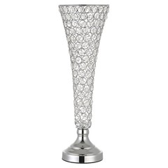 4-Pc Silver Crystal Trumpet Vase Set, 20in Tall Table Centerpieces for Weddings