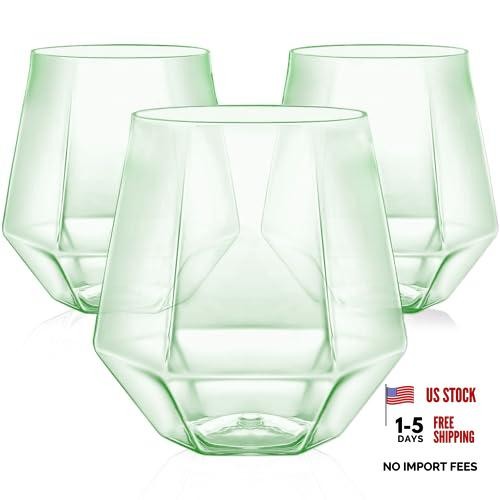 40 Pack Plastic Stemless Wine Cocktail Whiskey Champagne Green – 40 Pack