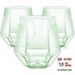 40 Pack Plastic Stemless Wine Cocktail Whiskey Champagne Green – 40 Pack
