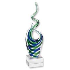 Elegant and Modern Murano Style Art Glass Colorful Ocean Centerpiece, 14 Inches