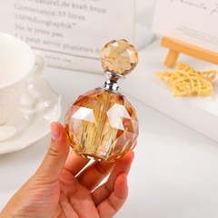 JOASURA 14ML Crystal-Glass Empty Perfume Bottle,Circle 0.5 Ounces, Champagne