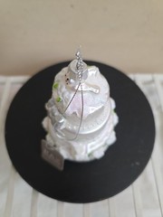 Wedding Cake Ornament White Silver Christmas Gift Tree Holiday Glitter RAZ NWT