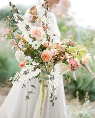 White Flowers Artificial Delphinium Combo Green Eucalyptus Stems White&green