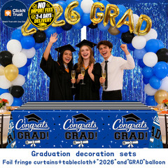 multiwins 7-Pack Graduation Party Decorations Set, 3 Blue 54″ x 108″,