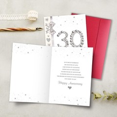 30 Year Anniversary Card for Wife Husband, Pearl Wedding Anniversary Card for…