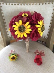 Wedding flowers bridal bouquets decoration sunflowers BURGUNDY WINE Change color