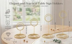20 Pcs Gold Table Number Holders, 2.5-Inch Place Card Holders With Widened Base,