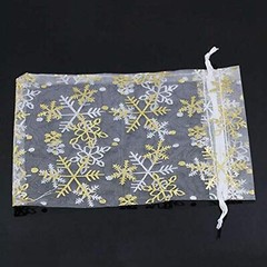 100Pcs/Pack Snowflake Jewelry Packing Drawable Christmas Organza Bag Wedding …