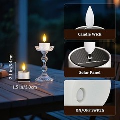 Solar Tea Lights Outdoor Waterproof, 12 pcs 1.5″ D x 2.1″ Reusable Dusk to