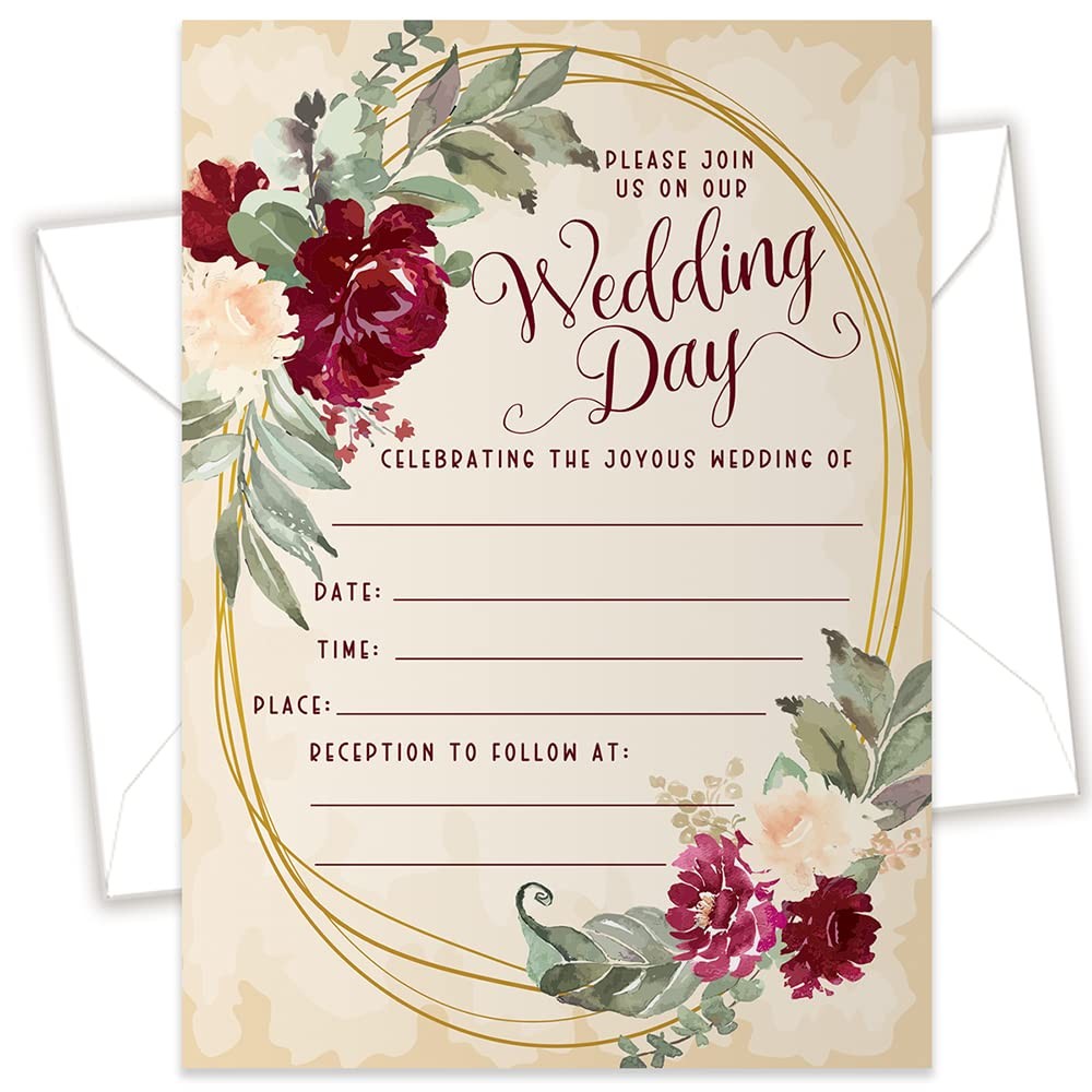 Lone Star Art Winter, Spring, Summer Wedding with 25 5×7, Burgundy Roses