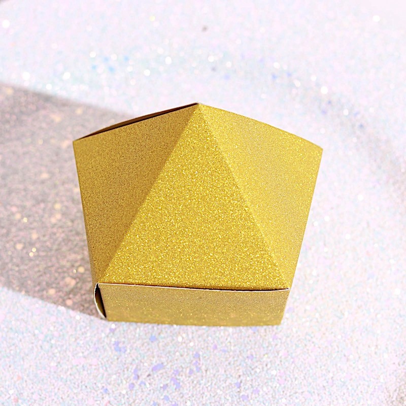 25 Glittered 4″ Geometric Favor Boxes Gift Holders Wedding Party Decorations