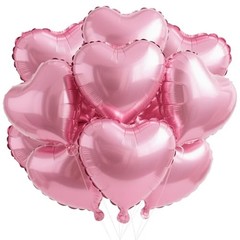 18 Inch Heart Balloons, 12 Pcs Heart Foil Mylar Balloons Birthday Pink