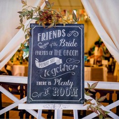Black And White Canvas Sign For Guest Seating At The Wedding