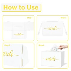 White and Gold Foil Card Box for Party Money Box for Birthday Shower 1 Pack