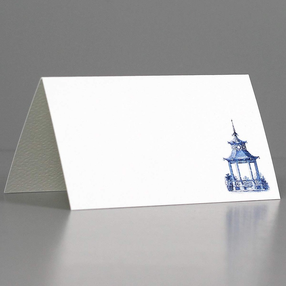 25 PCS Place Cards Blue White Gazebo Pagoda Wedding Table Tent Style