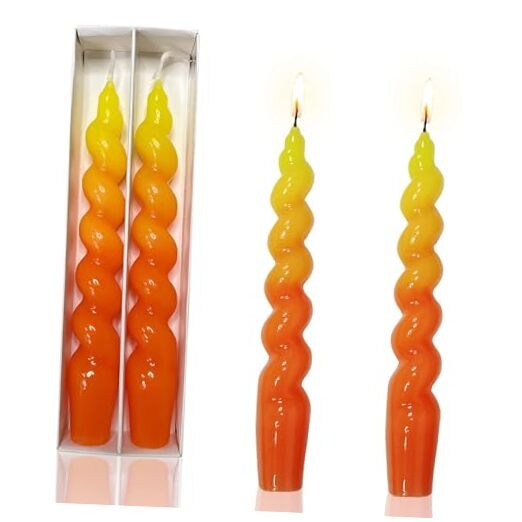 Colorful Candlestick Spiral Taper Candle, 7.2inches Handcrafted 7INCH YELORG