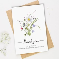 25 Funeral Thank You Cards with Envelopes, 5 Designs, 4x6in Watercolor Wildfl…