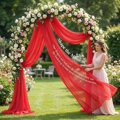AMZLOKAE 3 Panels 6 Yards Red Chiffon Wedding Arch Drapes | 29″x216″ Sheer Fa…