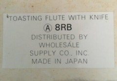 Vintage champagne flutes knife in storage box Wedding Toasting marked Japan