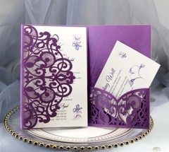 100PCS Wedding Invitation Card Personalized Laser Cut Romantic Party Floral Lace