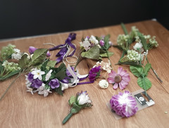 Lavender purple wedding flowers for decorations Bells Tablecovers Streamers Misc