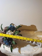 Beaded Flower Wedding Bridal Bouquet W/White Blue Purple Handmade Flowers
