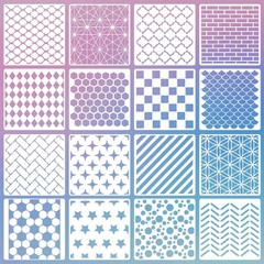 16 PCS 6 Inch Checks Diamond Stencils, Brick Mermaid Scale Reusable Plastic P…