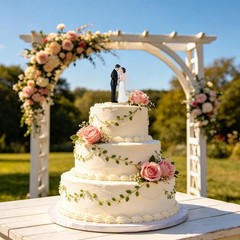 4.5» Wedding Cake Topper Bride and Groom 4.5 inches, Rice White Gift Box