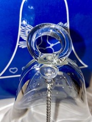 Forever Dove/ Hearts Etched Champagne Flutes Pair with Matching Bell Ornament